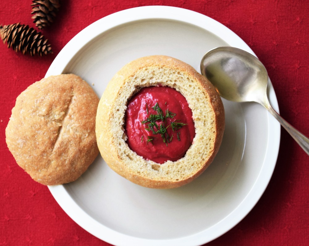 Image of a Borscht Soup served in a Bread Bowl